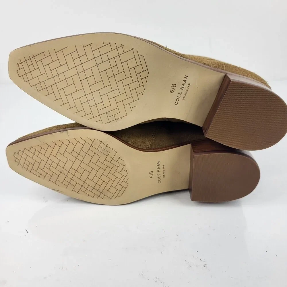 Cole Haan Naia Women's Booties Pointed Toe Block Heel Brown Size 6.5 US